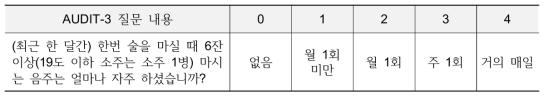 AUDIT-3 문항 및 척도