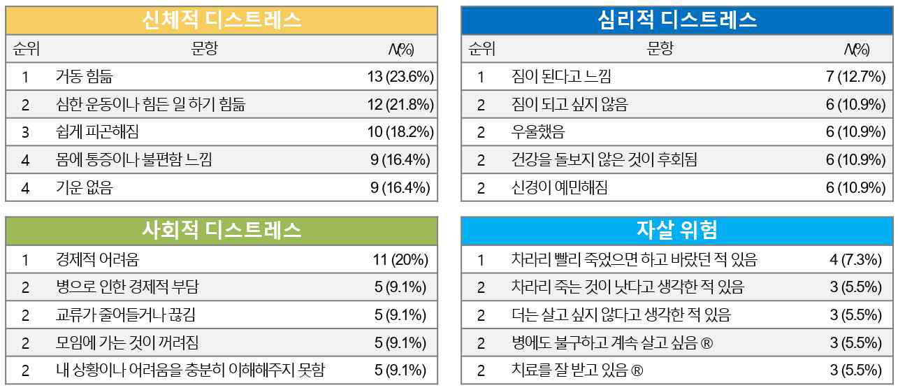 환자 중요도 평정 결과: 영역별 주요 문항