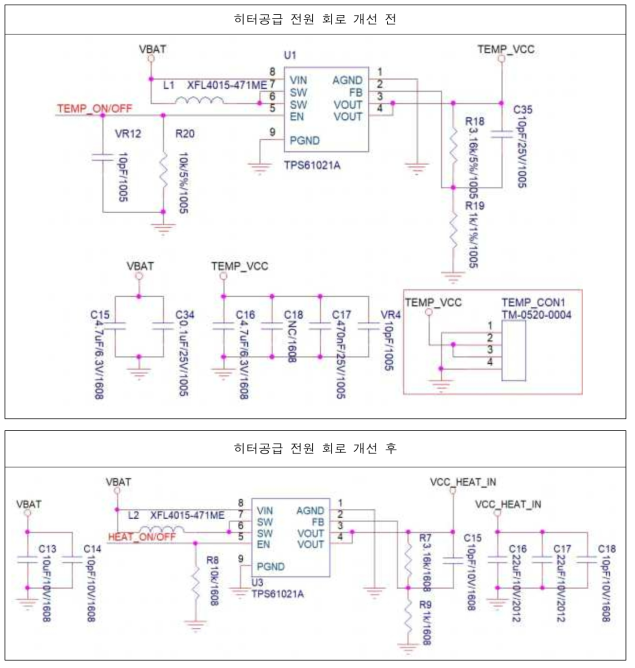 히터공급 전원 회로 개선 전후