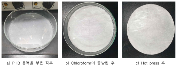 PHB 코팅지 제조 과정 중 코팅지의 표면 변화 (유리간지)