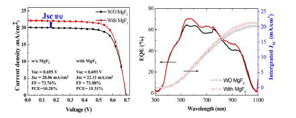 투광형 CIGS 태양전지의 반사방지막 MgF2를 적용한 소자 성능 비교