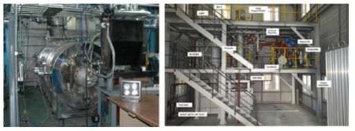 KIER의 100 kWth 순산소 미분탄 연소기(좌)와 300 kWth 순산소 미분탄 보일러(우)