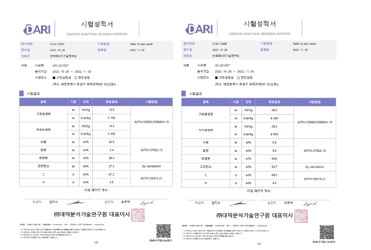 KOLAS 공인시험성적서