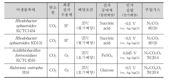 미생물촉매의 전극생물반응기 배양조건