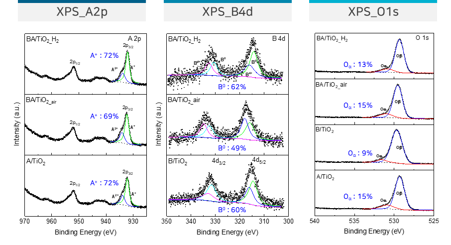 TiO2 지지체 기반 촉매의 XPS 분석 결과