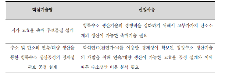 핵심기술 및 선정사유