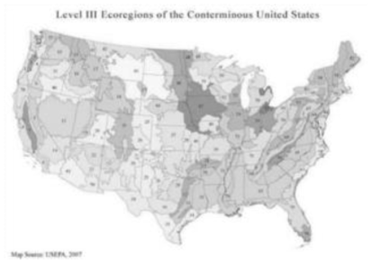 북미 생육가능 생태지역(Ecoregion) 구축(Omernik, 1987)