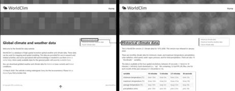 Worldclim 웹 페이지