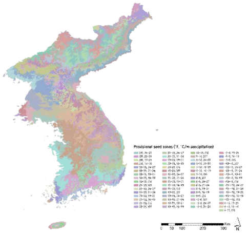 기온 및 강수량을 고려한 국내 종자 이동구역