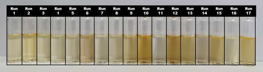 Liquid fraction extracted according to central composite design (run 17 condition)
