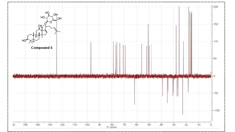 활성산양삼 메탄올 추출물에서 분리한 compound 5 13C & DEPT NMR data