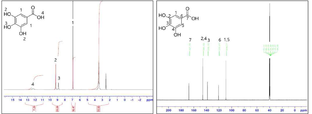 Sample A 1H, 13C NMR 결과