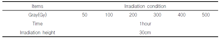 감마선 조사 조건
