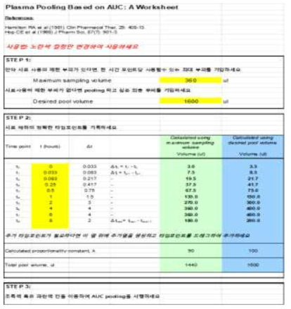 AUC-based pooling work sheet (대표 예시)