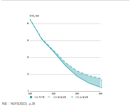 탄소중립 2050 이행하에서 이산화탄소 제거량