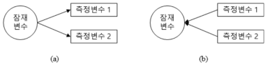 반영적 모형(a)과 형성적 모형(b)