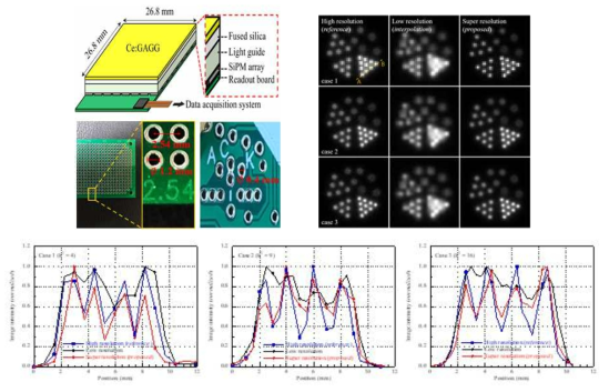 알파선영상장치의 초공간해상도 방법으로 획득한 Super resolution 영상과 프로화일