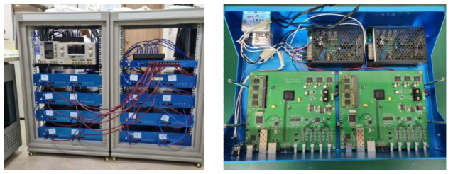 FPGA 기반 데이터획득시스템 설치 사진 (좌) 및 디지털신호처리회로 (우)