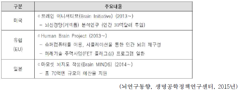 주요 선진국 뇌구조와 기능관련 프로젝트