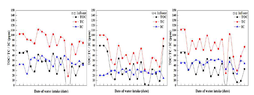 하수처리장 유입수의 TC/IC/TOC 분석