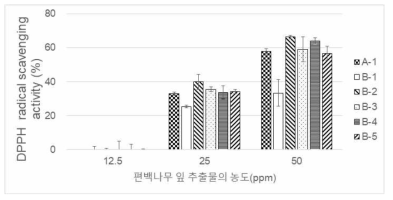 편백나무 잎 추출물을 봉입한 신규 나노 전달체의 항산효과 비교2 (DPPH assay)