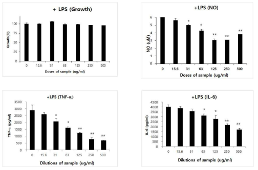 LPS자극 eㅐ식세포 염증반응에 대한 항염증 효과