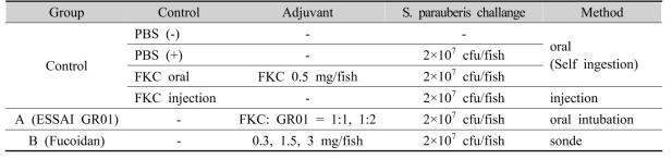 Experimental model for GR01 and fucoidan adjuvants of oral vaccine