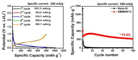 고용량 다공성 Si 기반 복합체의 전기화학적 특성