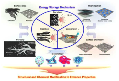 에너지 저장 특성 향상을 위한 전극 소재의 물리적․화학적 나노구조 제어