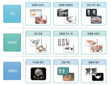 국내 기관․기업 맞춤형 의료기기 주요 제품 분야