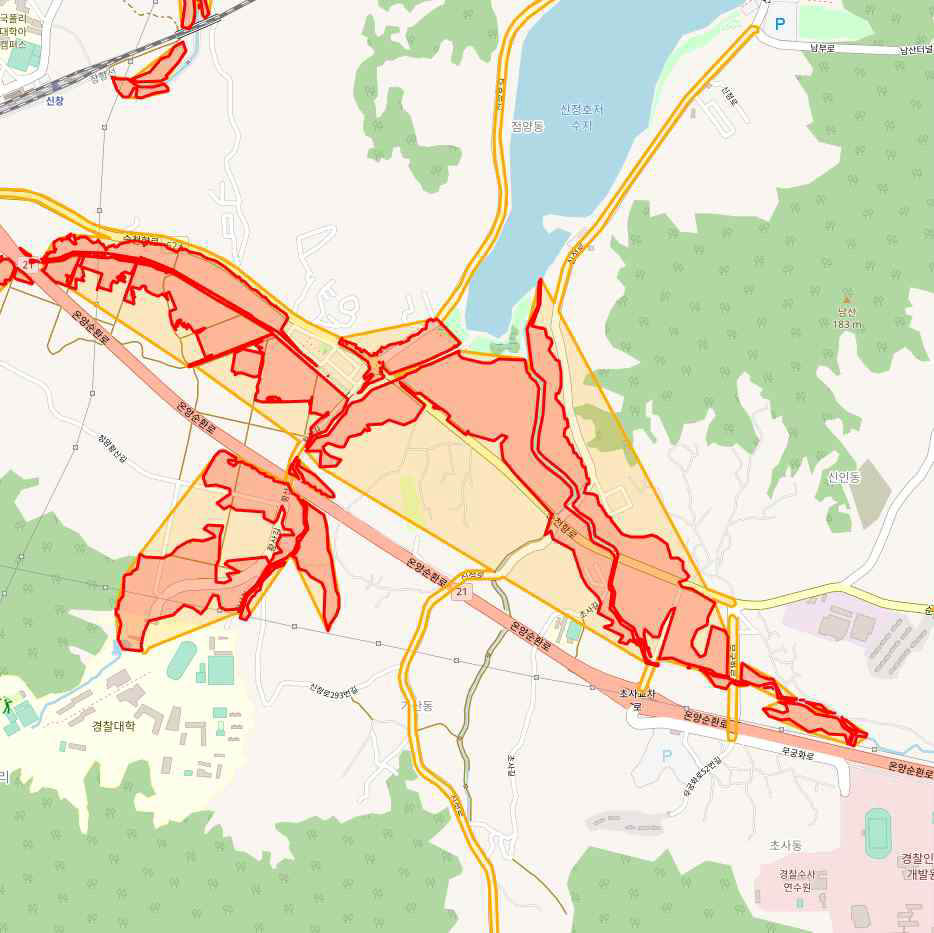 최초 설정 홍수 지오펜스 영역