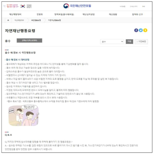 ‘홍수’ 예·경보 시 국민행동요령 (행정안전부 국민재난안전포털 > 자연재난행동요령)