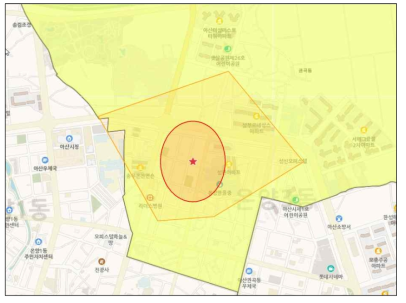 관제화면 내 지오펜싱 표출 화면