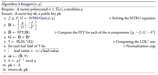 Falcon Key Generation 알고리즘 (출처 : [PFH+20])