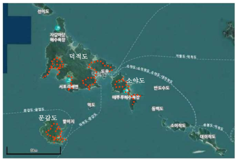 조사지: 인천옹진군덕적면(덕적도, 소야도, 문갑도) (출처:국토정보지리원)