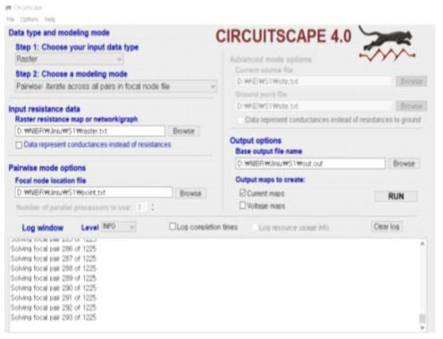 서식지 연결성 분석을 위한 Circuitscape tool 구동 현황