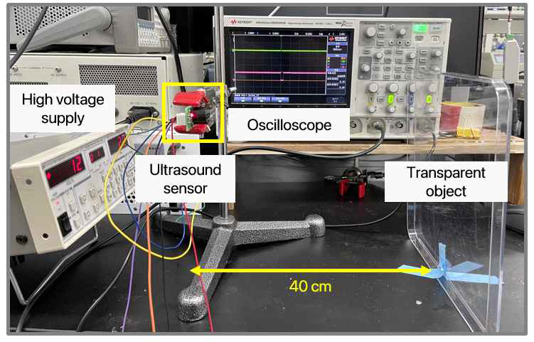 초음파 센서를 이용한 공기 중에서의 투명 물체 감지 실험