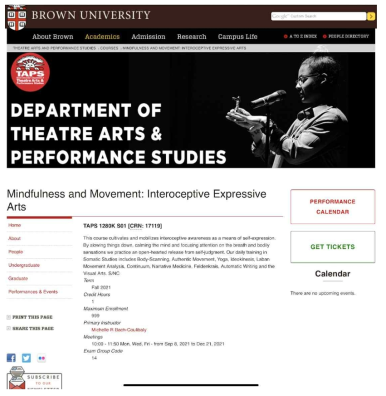 Mindfulness and Movement: Interoceptive Expressive Arts at Brown University