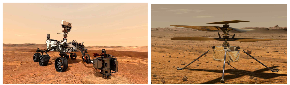 Mars 2020 미션의 화성 표면 탐사 로버 Perseverance와 화성 헬리콥터 Ingenuity (Source: NASA JPL Website)