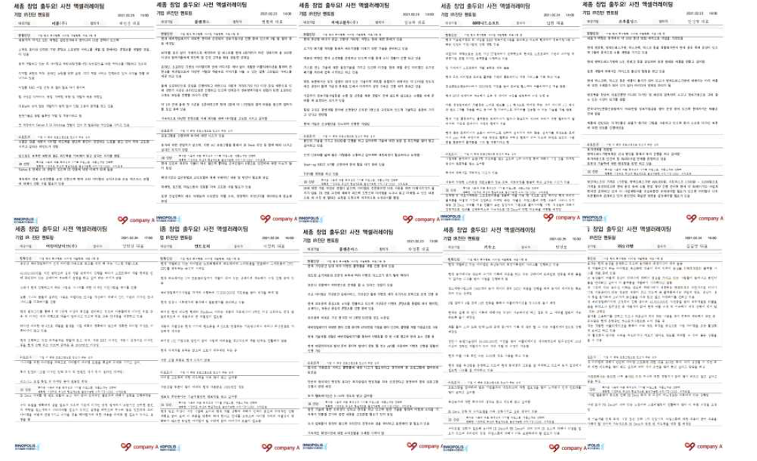 사전 액셀러레이팅을 통한 기업 제공 피드백