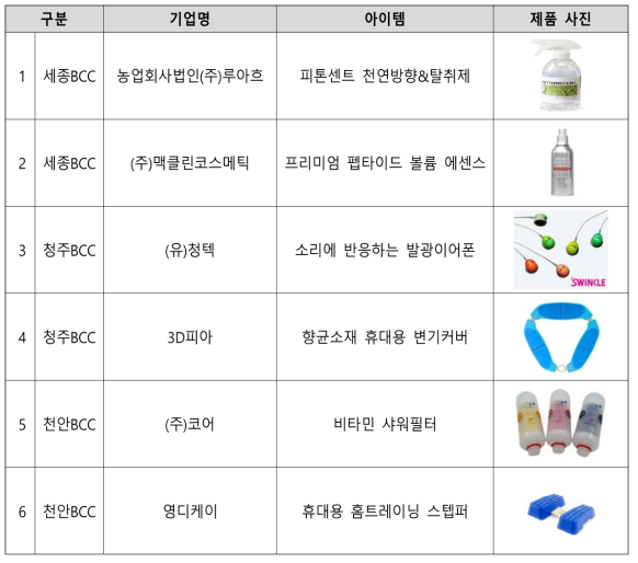 BCC메이커스 제품검증단 참가기업 리스트