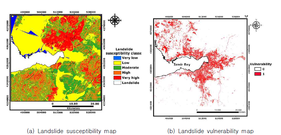 산사태 민감도 및 취약성 지도