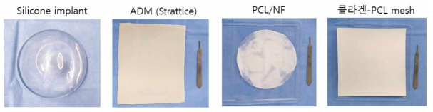 돼지 동물모델에 사용할 유방재건술 적용 가능한 물질들