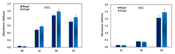 Proliferation of MSCs and HSCs in the OS gel