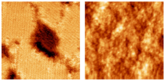 DDT 자기조립 박막(30×30 nm2), MBT 자기조립 박막(30×30 nm2)의 STM 이미지