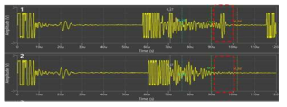 A-scan signal of experiment result of 1MHz