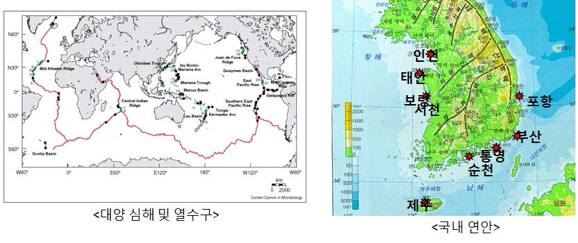 국내외 시료채취 지역