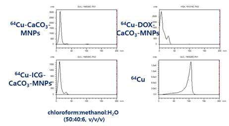 Cu-64 표지 미네랄 나노입자 radio TLC 검증