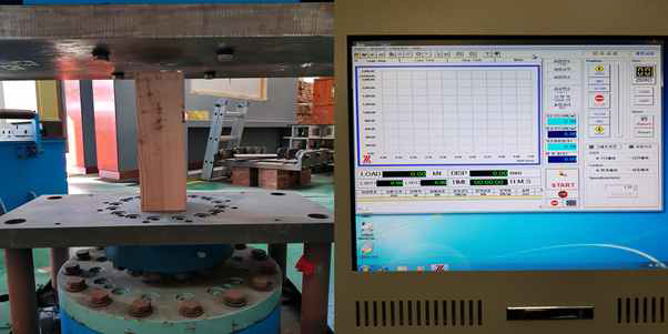 Compressive test for reinforced timber