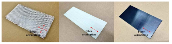 Type and shape of FRP(left:GFRP textile, center: GFRP sheet, right: CFRP sheet)